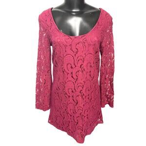 Size XS dee elle‎ Magenta Lace Covered Dress Stretch Scoop Neck